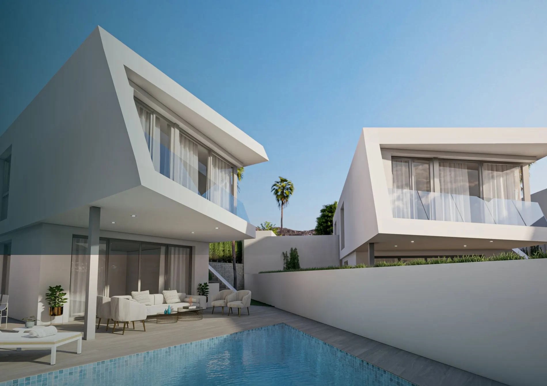 Two villas with pools